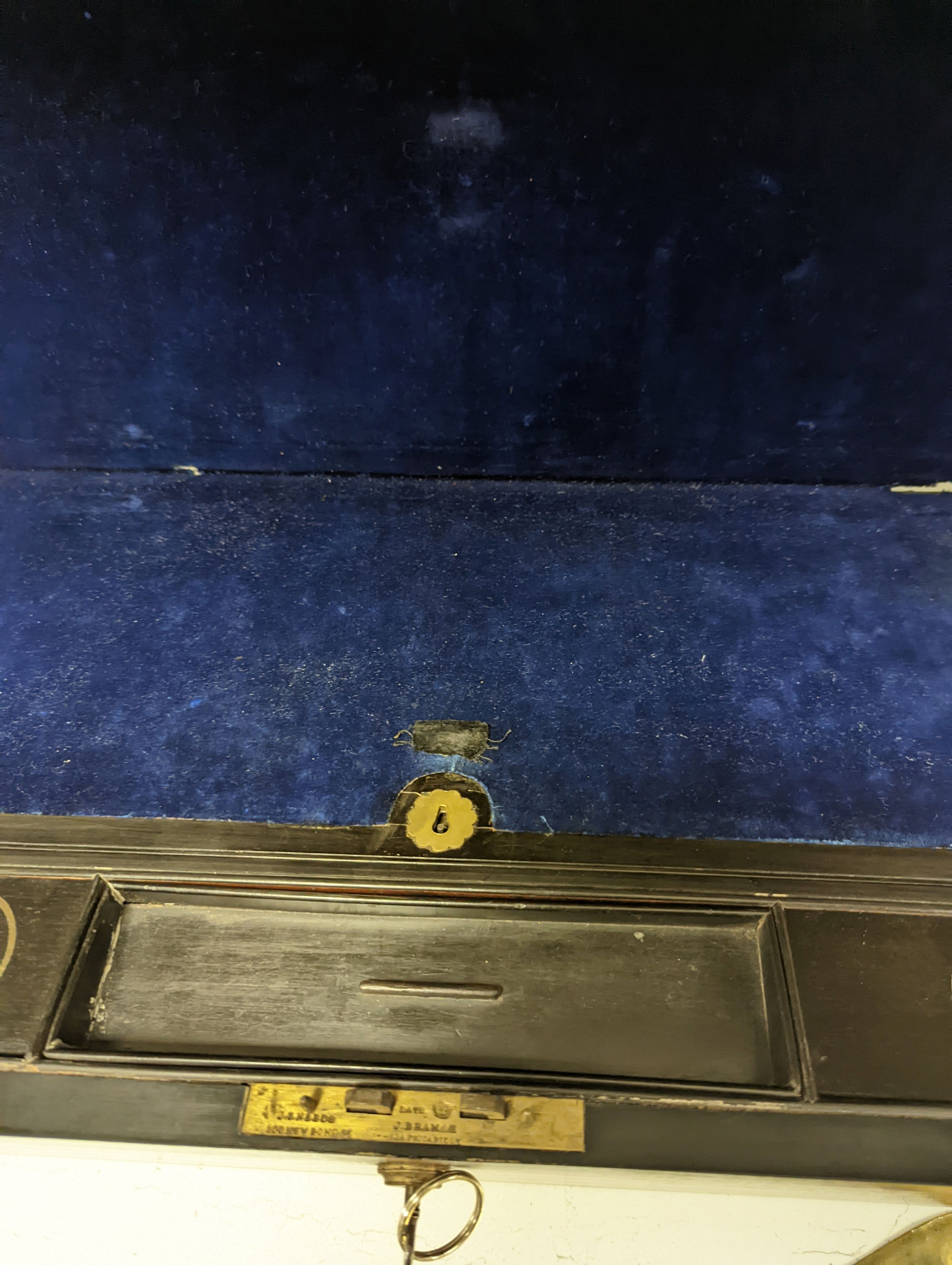 A 19th century mahogany and brass mounted writing slope, 51cm